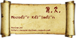 Mozsár Kálmán névjegykártya